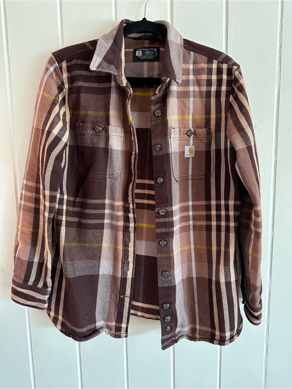 Carhartt Brown & Tan Plaid Loose Fit Shirt Jacket